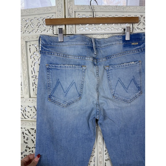 Mother Superior The Flirt Fray Light Wash Jeans 30 Distressed Skinny Straight - Picture 7 of 9